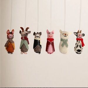 Barnyard Bunch Wool Holiday Ornaments (Set Of 6)